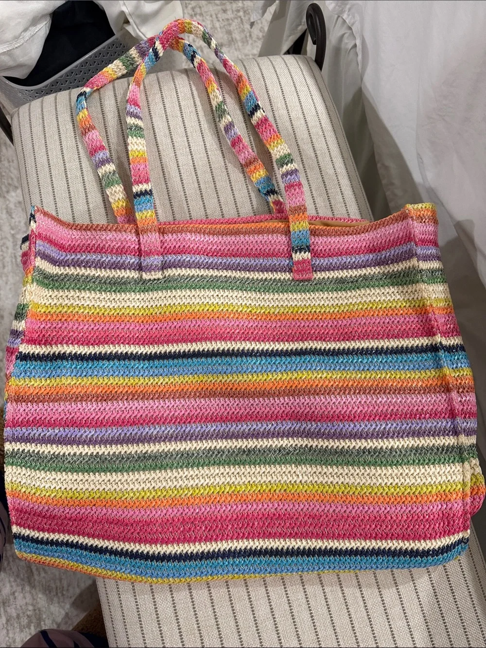 GAP Multicolor Striped Crochet Tote Bag